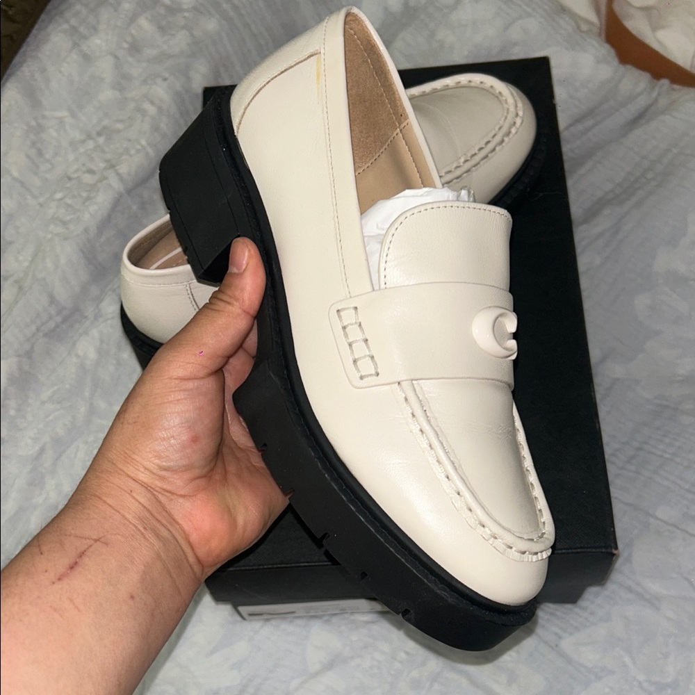 Coach Ivory and Black Platform Loafers - Picture 4 of 7